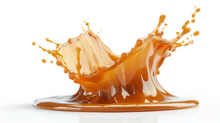 dynamic caramel splash isolated on white background