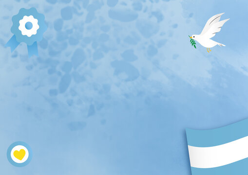 Background web argentina bandera celeste y blanco fiestas patrias con paloma y escarapela.