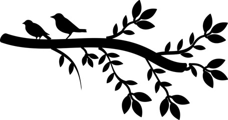 Naklejka premium Silhouette Branch Bird Animal Vector Stock Photo