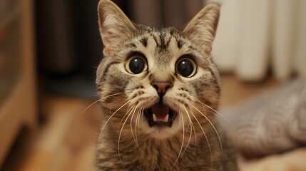 Obraz premium Humorous Feline Face with Playful Facial Expression