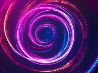 Radiant Neon Waves - Glowing Energetic Circular Patterns for Wallpaper or Banner Design