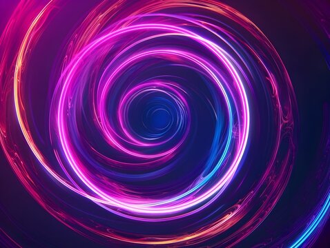 Radiant Neon Waves - Glowing Energetic Circular Patterns for Wallpaper or Banner Design