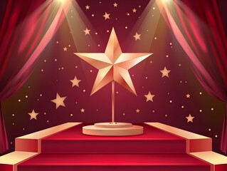 Golden Podium Scene for Award Nomination Ceremony with