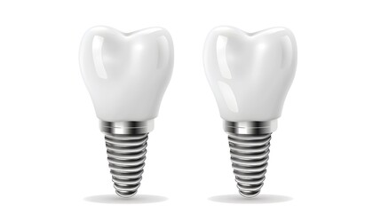 Dental Implant and Tooth Symbol on White Background