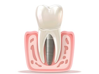 Dental Implantation,Tooth Symbol on White Background