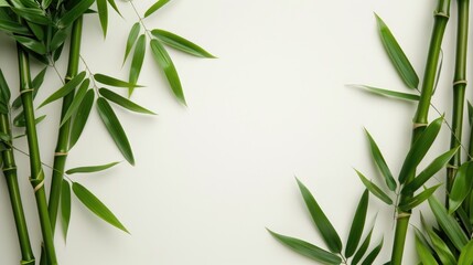 Fototapeta premium Vintage bamboo decoration on white background with copy space