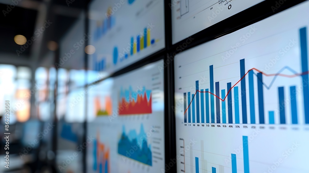 Aufkleber financial data displayed on monitors
