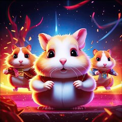 Illustration of a cute hamster with coins