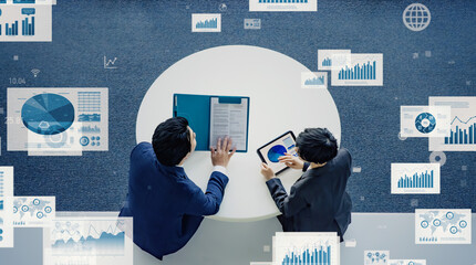 Business people in a meeting and digital data concept