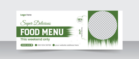 Facebook cover banner design template for restaurant. horizontal advertising web banner template, Food Facebook cover, banner, Food social media post, timeline cover