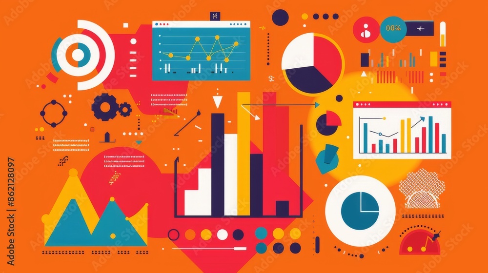 Poster abstract data visualization with vibrant colors