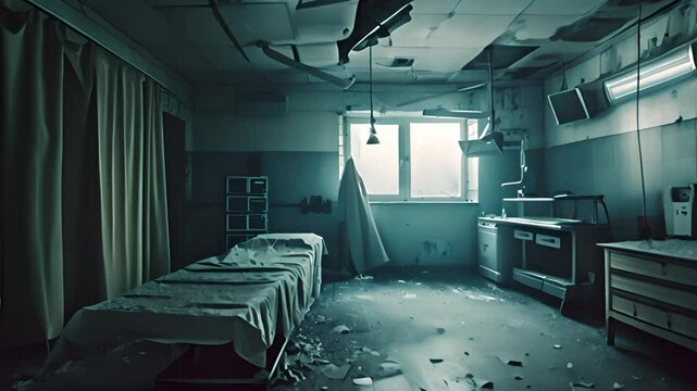 Abandoned Hospital Room with Eerie Atmosphere with Ai generated.

