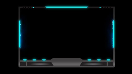 Facecam display overlay for gaming streaming , Animated blue border.