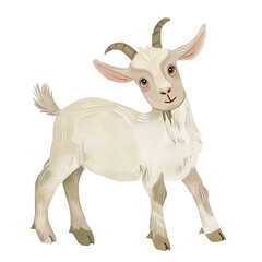 A cartoon goat with a white face and brown spots