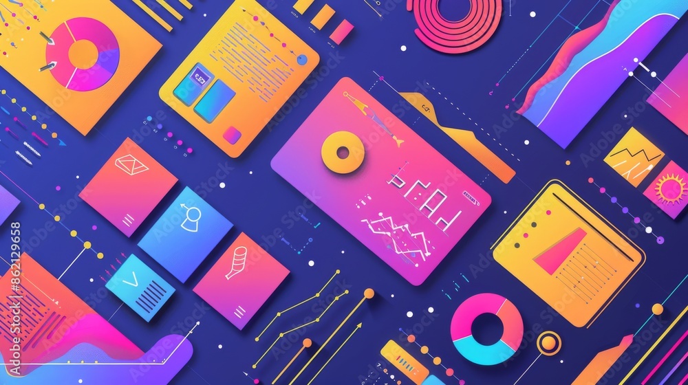 Poster abstract colorful geometric data visualization