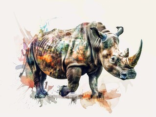 Fototapeta premium Rhino on White Background