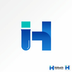 Logo design graphic concept creative premium vector stock unique initial H or IH font with Modern glass laboratory. Related monogram typography brand