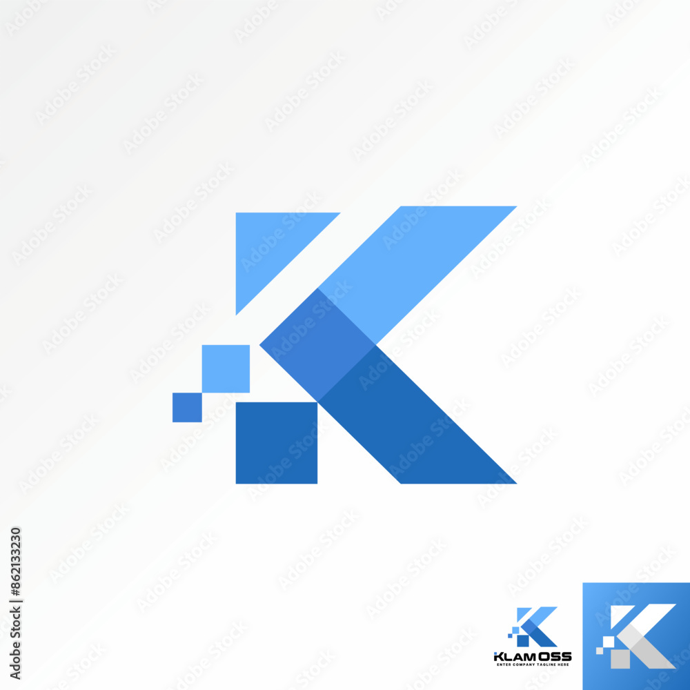 Poster logo design graphic concept creative premium vector stock initial k cutting art font connect with sq