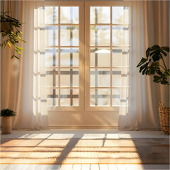 Fototapeta premium Shadow overlay effect with transparent background, simulating natural light and shadows in a room interior.