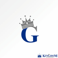 Logo design graphic concept creative premium vector stock initial letter G font with crown on top gold Kingdom Related to monogram typography branding