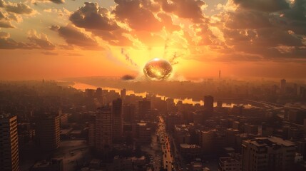 Simulated Nuclear Explosion Over Historic Cairo Skyline