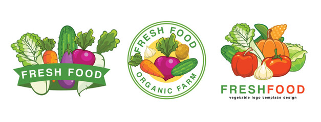 collection of vegetable logo templates