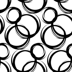 Seamless Black dots pattern on white background.