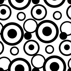 Seamless Black dots pattern on white background.