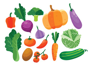 collection of vegetable element design