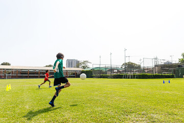 Kids' Soccer Practice in a Neighborhood Field