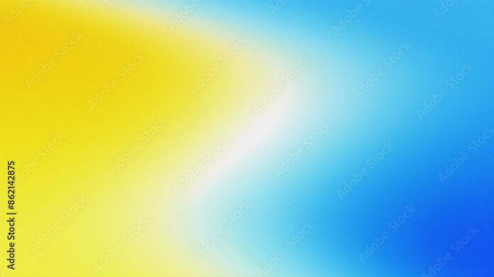 Wall mural abstract noise grain background blending blue and yellow colors with a smooth swirl curve wave
