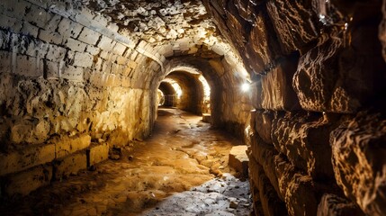 Naklejka premium Uncovering the Secrets of Ancient Cities The Significance of Underground Tunnel Discoveries