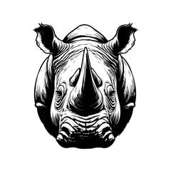 Fototapeta premium Rhinoceros in black and white animal drawing,