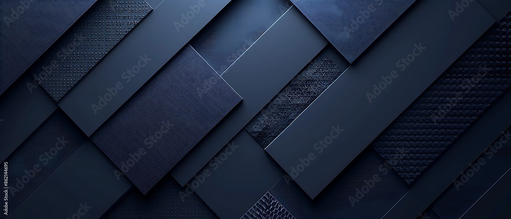 Poster a textured dark blue abstract background featuring overlapping geometric shapes.