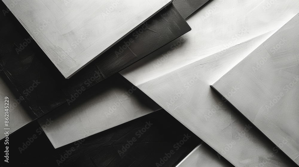 Poster smooth and precise the black and white strokes form a geometric design on the canvas. black and whit