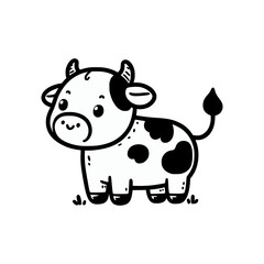 cute funny cow doodle hand drawn vector illustration template design