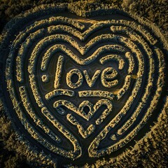 7w a MAZE with the word "love" in the middle, Generate AI.