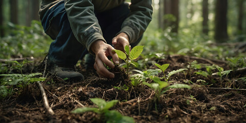 Ecology forest new saplings trees environment green reforestation