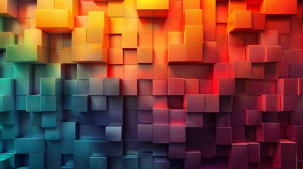 Colorful 3d cubes abstract background with gradient lighting