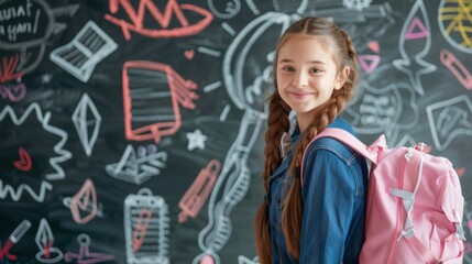 Smiling Student with Backpack in Classroom Ready for Learning