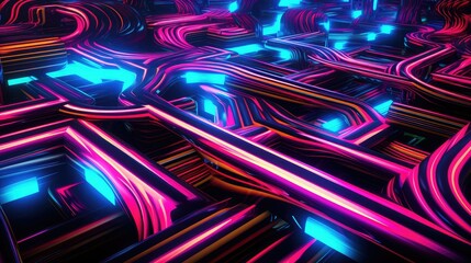 Vibrant neon lights pulsating in abstract patterns