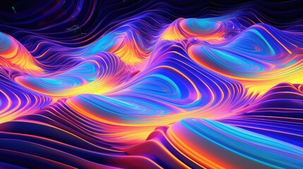 Vibrant neon lights pulsating in abstract patterns