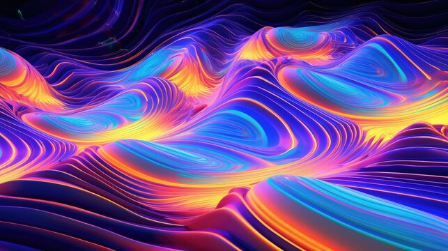 Vibrant neon lights pulsating in abstract patterns