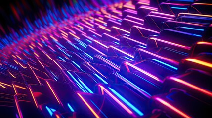 Vibrant neon lights pulsating in abstract patterns