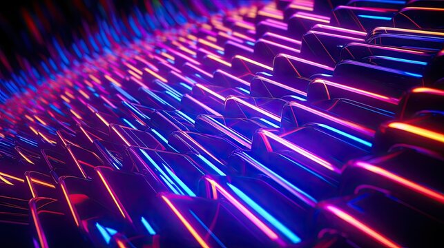 Vibrant neon lights pulsating in abstract patterns