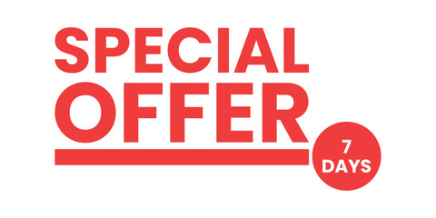 Special offer for 7 days red color on white background