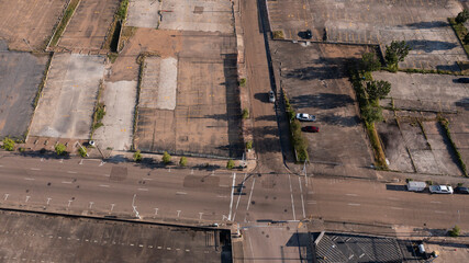 Aerial view of demolished inner city blocks of downtown Jackson, Mississippi, USA.