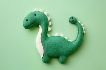 Fototapeta premium cute embroidered dinosaurus Diplodocus, 3d illustration, pattern, frame, funny, handmade, jurassic, lizard, monster,