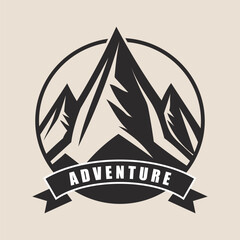 Mountain Peak Adventure Logo, Adventure Badge, Camping Logo with Mountain