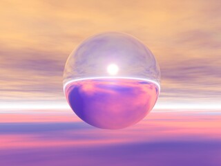 幻想的な球体と雲海